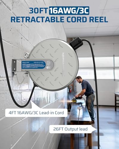 DEWENWILS Ceiling/Wall Mount Retractable Extension Cord Reel with 30FT Cord - Image 2