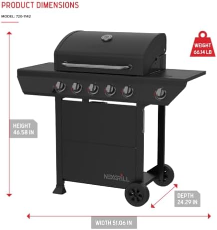 Nexgrill 5-Burner Gas Grill with Side Burner, Propane Outdoor Grill, Black - Image 6