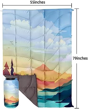 Outdoor Puffy Camping Blanket, Large Outdoor Blanket Waterproof, 55*79'' - Image 2