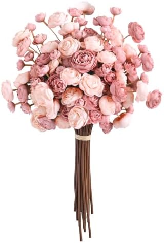 Fake Flowers Faux Flower Artificial Ranunculus Flowers Dusty Rose Peonies by Waipfaru