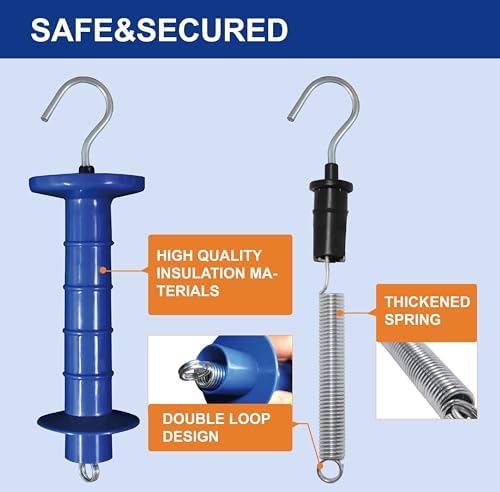 5 Pack Electric Fence Insulated Plastic gate Handle with Internal Spring and Double Ring end, Blue，for Electric Fence Gate Livestock Fence Agricultural Fencing and Pasture - Image 4
