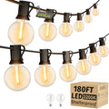 OHLUX Outdoor String Lights, 180FT LED Patio Lights with 82 Dimmable Plastic G40 Globe Bulbs 2 Spares, 2200K Waterproof Connectable Hanging Lights for Backyard Porch Cafe Party Decor E12 Socket by OHLUX-YourIndoorOutdoorSpaceLightingPartner