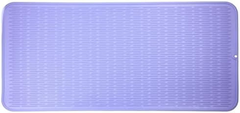 MicoYang Silicone Dish Drying Mat for Multiple Usage,Easy clean,Eco-friendly,Heat-resistant Silicone Mat for Kitchen Counter or Sink,Refrigerator or Drawer Liner Light Purple 5XL 36inches x 18inches by MicoYang