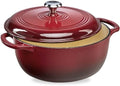 Best Choice Products 6 Quart Enamel Cast-Iron Round Dutch Oven, Family Style Heavy-Duty Pre-Seasoned Cookware for Home, Kitchen, Dining Room, Oven Safe w/Lid, Dual Handles - Red by BestChoiceProducts