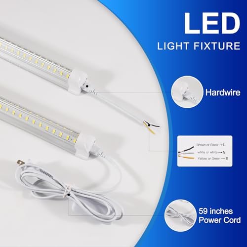 XLNYUUI Led Shop Lights,4FT LED Light 50W 6000K 7000LM Led Daylight,Garage Light,Linkable Clear Cover Integrated V-Shape for Garage Warehouse Workbench Workshop(6-Pack) - Image 4