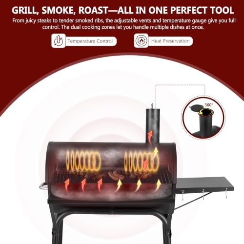 Barrel Charcoal Grill, 554 Sq. In. Large Outdoor BBQ Grill - Image 2