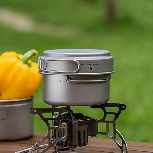 Titanium Pot Pan Set with Folding Handle Outdoor Camping Soup Pot Bowl Frying Pan Mess Kit Picnic Cookware - Image 6