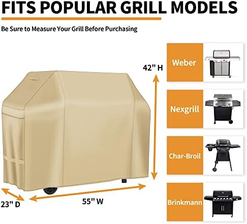 NEXCOVER Barbecue Gas Grill Cover - 55 Inch Waterproof BBQ Cover, Outdoor Heavy Duty Grill Cover, Fade & Weather Resistant Upgraded Material, Barbecue Cover for Weber, Brinkmann, Char Broil and More - Image 2