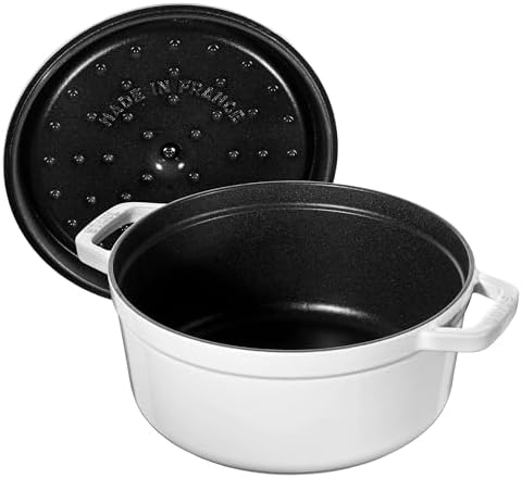 STAUB Cast Iron Dutch Oven 4-qt Round Cocotte, Made in France, Serves 3-4, White - Image 4