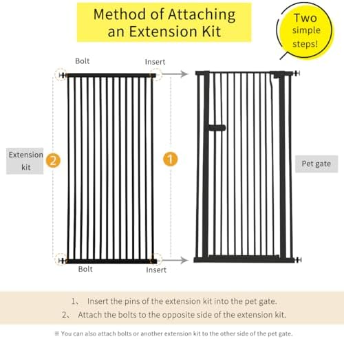 Lumizone Extra Tall Cat Gate Extension Kit 55.12" High 29.52" Wide Black - Image 2