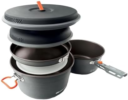 GSI Outdoors Pinnacle Ceramic Base Camper Cookset, Large, Non-Stick by GSIOutdoors