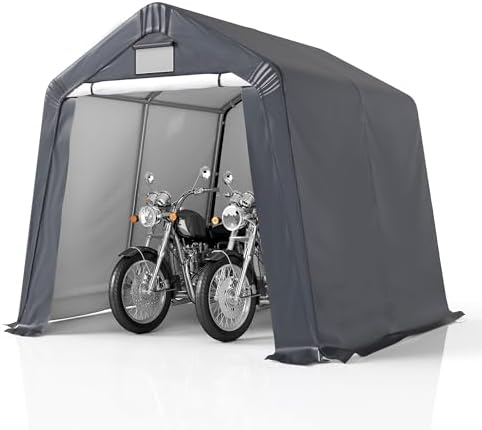 GARTOO 8' x 8' Outdoor Storage Shelter Shed, Gray by GARTOO