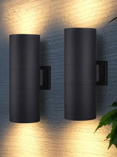 LEONLITE 2-Pack 22" Outdoor Cylinder Wall Light, Up and Down, E26 Base by LEONLITE