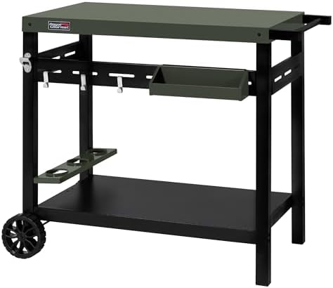 PC3406G Indoor/Outdoor Double-Tier Dining Cart Olive-Green by GrillsHouse