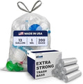 Plasticplace 13 Gallon Trash Bags â”‚ 1.0 Mil â”‚ Clear Extra Tall Drawstring Garbage Can Liners â”‚ 24" x 31" (200 Count) by Plasticplace