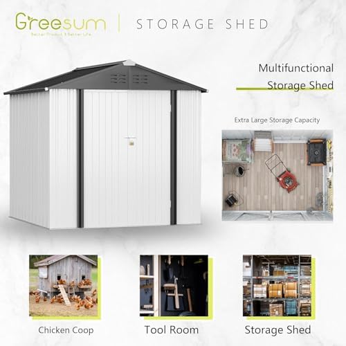 Greesum 6x4FT Outdoor Storage Shed, Utility Tool Shed, White - Image 5