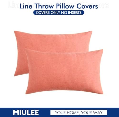 MIULEE Decorative Outdoor Pillow Covers Lumbar Waterproof 12x20 Blush Pink - Image 6