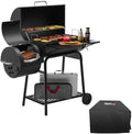 Royal Gourmet CC1830FC 28-Inch Barrel Charcoal Grill with Offset Smoker, 840 Sq. In. Cooking Area, Front Shelf, Charcoal Grill for Outdoor Grilling and Backyard Cooking, Black by RoyalGourmetCorp