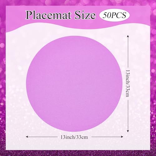 Pink Round Paper Placemats 50 PCS Glitter Disposable Table Mats - Image 2