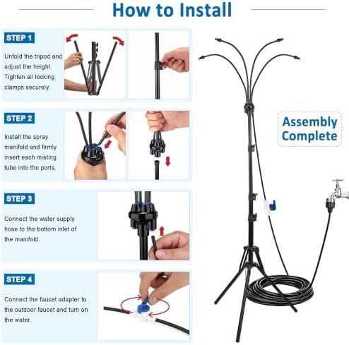 Standing Mister for Outside Patio,4-Adjustable Nozzle Portable Water Mister - Image 4