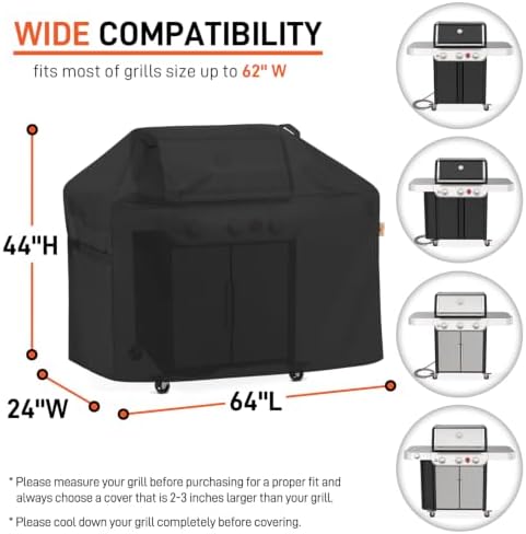 Arcedo Waterproof Outdoor Grill Cover 64 Inch Compatible with Weber, Black - Image 2