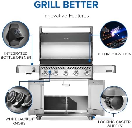Napoleon Rogue PRO 625 5-Burner Natural Gas Grill with Infrared Side Burner - Image 4