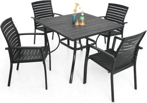 3ft Brown Outdoor Dining Table for 4 Person Patio 37" Plastic Square Table - Image 5