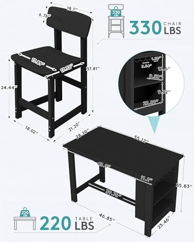 SERWALL 8-Piece Outdoor HDPE Counter-Height Bar Dining Set for 6, Black - Image 2