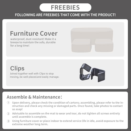 Rattaner Outdoor Furniture Set 3 Pieces Wicker Patio Furniture Outdoor Sectional Patio Couch Outdoor Coffee Table All-Weather Non-Slip Cushions Waterproof Covers, Khaki - Image 4