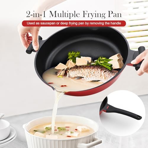 14 Inch Large Deep Frying Pan Skillet with Lid, Saute Pan Nonstick - Image 2