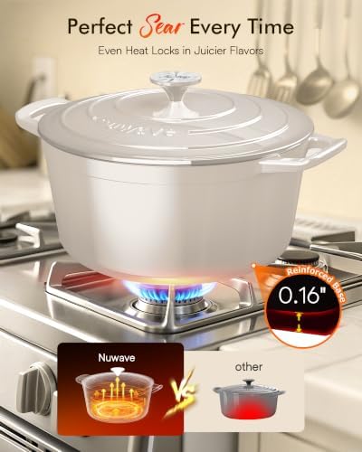 Nuwave 6 Qt PFAS-Free Enameled Cast Iron Dutch Oven Pot with Lid, Chiffon - Image 5