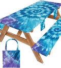 Fitted Picnic Table Cover with Bench Covers Vinyl Waterproof Elastic Edges Fitted Rectangle Table Cloth Patio Tablecloth Camping Gear Essentials Rv Accessories Road Trip Supplies Car Travel Must Have by Wrakus