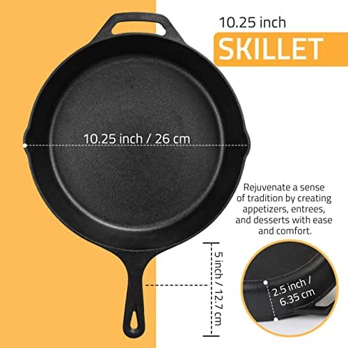Utopia Kitchen Cast Iron Skillet 10.25 Inch Pre-Seasoned PFAS-Free Black - Image 2