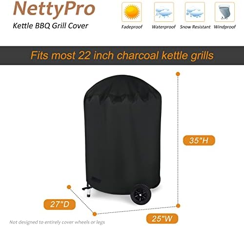 NettyPro Charcoal Kettle Grill Cover 22 inch Outdoor Round Smoker Cover - Image 6