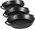 Lodge Pre-Seasoned Cast Iron Dual Handle Pan, PFAS-Free, 10.25 Inch (Pack of 3) by Lodge