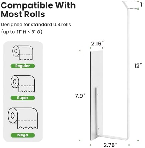 Magnetic Paper Towel Holder for Fridge, Toilet Paper Roll Holder Magnetic Paper Towel Rack Wall Mount Fridge Organizer for Papers Towels Roll Bathroom Toilet Garage RV Decor Kitchen Organization White - Image 3