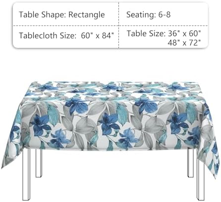 LVTXIII Outdoor Tablecloth with Umbrella Hole and Zipper, 60 x 84 Inch Water-Repellent Patio Table Cloth, Rectangle Table Covers for Backyard Garden, Clemens Noir Blue - Image 4
