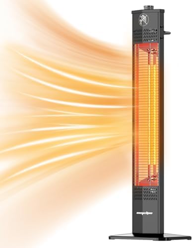 Encyclpo Patio Heater for Outdoor Use,1500W Infrared, 36 in Portable Tower Heater, 3 Levels, IPX5 Waterproof, Tip-Over&Overheat Protection for Garage, Indoor, Large Room, Backyard, Home by Encyclpo