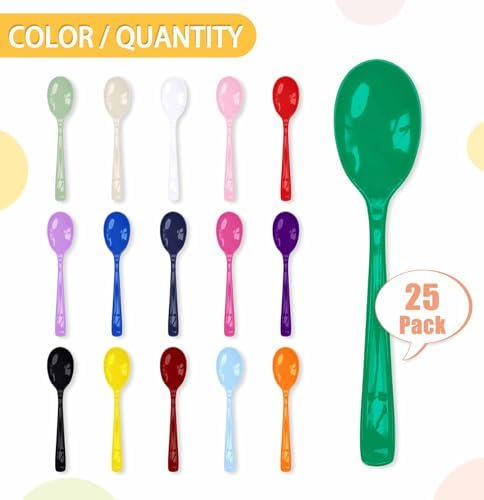 SietDESEO 25 PCS Green Plastic Spoons Disposable Utensils Heavy Duty Green Spoons Disposable Cutlery for Birthday Wedding Baby Shower Bridal Shower Plastic Silverware - Image 4