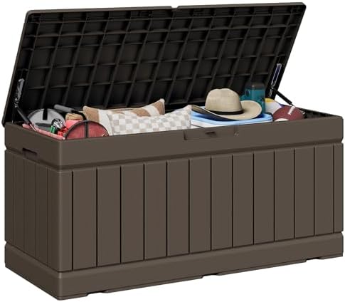 JUMMICO 78 Gallon Deck Box Waterproof Resin Outdoor Storage Box by JUMMICO