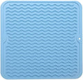 MicoYang Silicone Dish Drying Mat for Multiple Usage,Easy clean,Eco-friendly,Heat-resistant Silicone Mat for Kitchen Counter or Sink,Refrigerator or Drawer liner Light Blue M 12 inches x 12 inches by MicoYang
