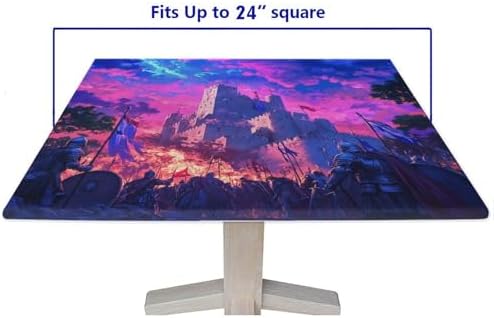 Outdoor Table Cloths with Elastic, Medieval Fantasy Pattern Printed on Oilproof Water Table Cover, Great for Restaurants Family Events, Fit for 24" x 24" Square Tables - Image 5