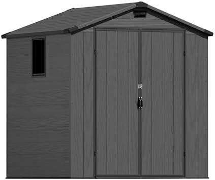 Greesum 6x6FT Plastic Outdoor Storage Shed with Floor, Dark Gray - Image 7
