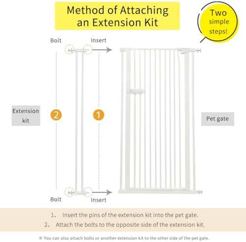 Lumizone Extra Tall Cat Gate Extension Kit 61.02" High 4.13" Wide White - Image 2