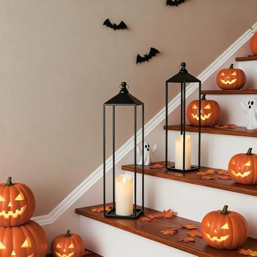 22'' 19'' Large Lanterns Decorative Outdoor Indoor, Set of 2 Candle Lantern - Image 6