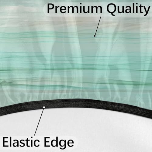 Fitted Round Tablecloth with Umbrella Hole and Zipper Green Stripes Texture Outdoor Elastic Table Cloth 45"-56" Oil-Proof Waterproof Gradient Patio Table Cover for Party Outdoor - Image 4
