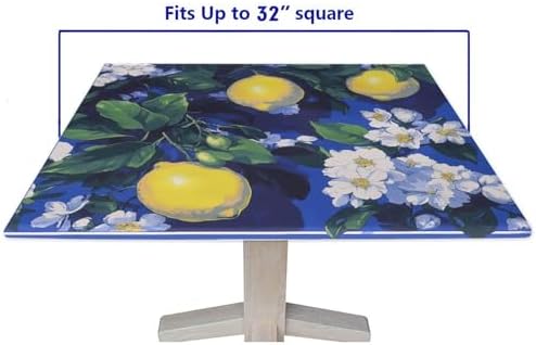 Card Table Size Tablecloths, Lemon and Tile Pattern Printed on Polyester Card Table Covers, Use for Kitchen Balcony Cafe Dining, Fit for 32" x 32" Square Tables - Image 5