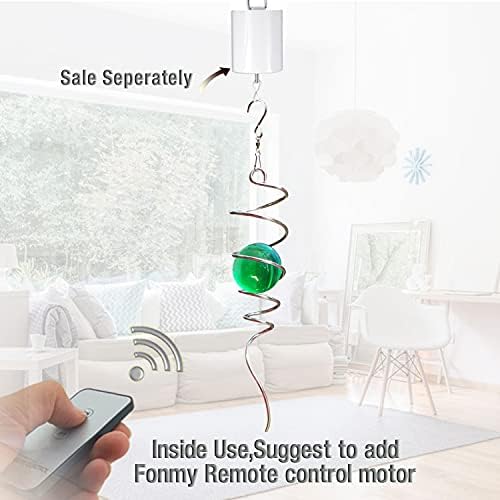 Fonmy Gazing Ball Spiral Tail Wind Spinner Stabilizer with Swivel Hook 11inch Stainless Steel Tail and 2 inch Green Glass Orb. Indoor Outdoor Garden Decoration Hanging Ornaments 13 inch Height - Image 5