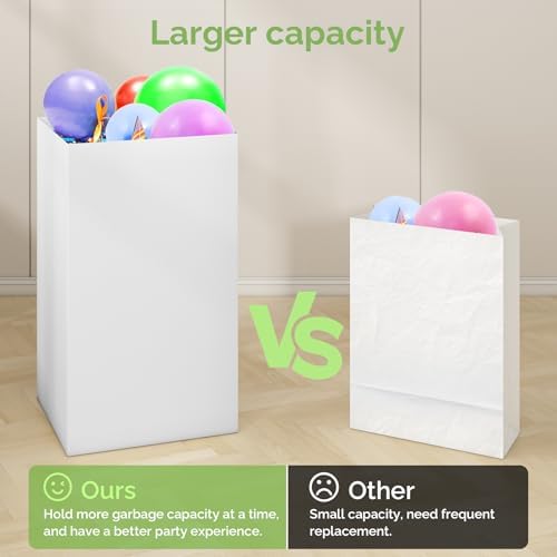Magicheap 13 Gallon Disposable Trash Cans for Parties, 4 Pack, White - Image 3