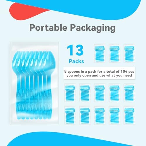 Light Blue Plastic Spoons Heavy Duty, Disposable Party Supplies 104 PCS - Image 4